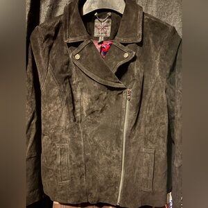 Isaac Mizrahilive Suede Motorcycle Jacket
